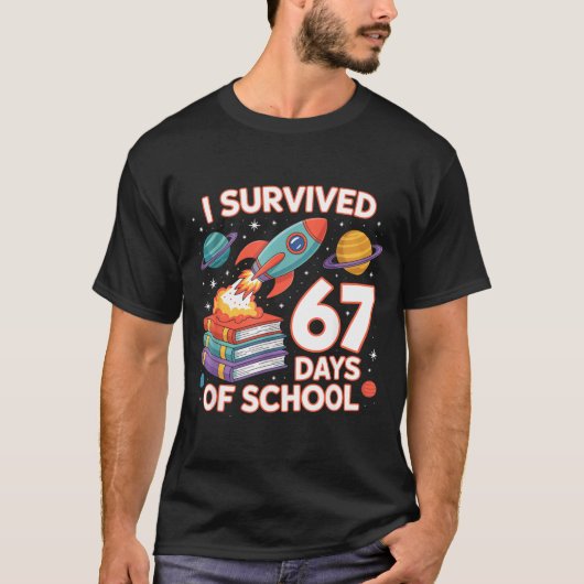I Survived 67 Days Of School Funny Six Seven Space T-Shirt (Vorderseite)
