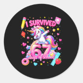 I Survived 67 Days Of School Funny Six Seven Teach Runder Aufkleber (Vorderseite)
