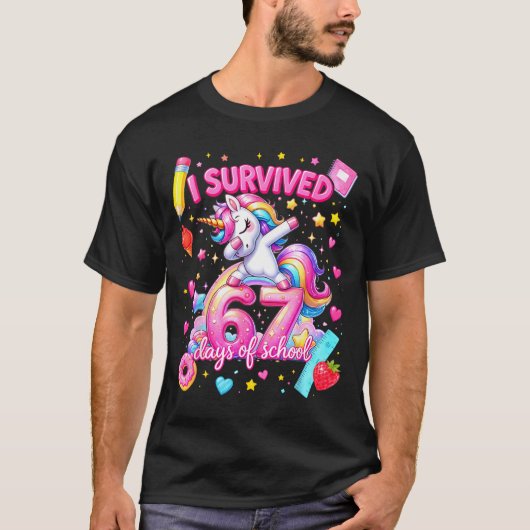 I Survived 67 Days Of School Funny Six Seven Teach T-Shirt (Vorderseite)