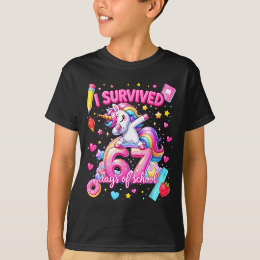 I Survived 67 Days Of School Funny Six Seven Teach T-Shirt (Vorderseite)