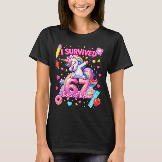 I Survived 67 Days Of School Funny Six Seven Teach T-Shirt (Vorderseite)