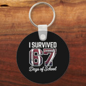 I Survived 67 Days Of School Funny Student Footbal Schlüsselanhänger (Vorderseite)