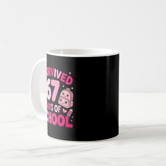 I Survived 67 Days Of School Funny Student Style Kaffeetasse (Vorderseite Links)