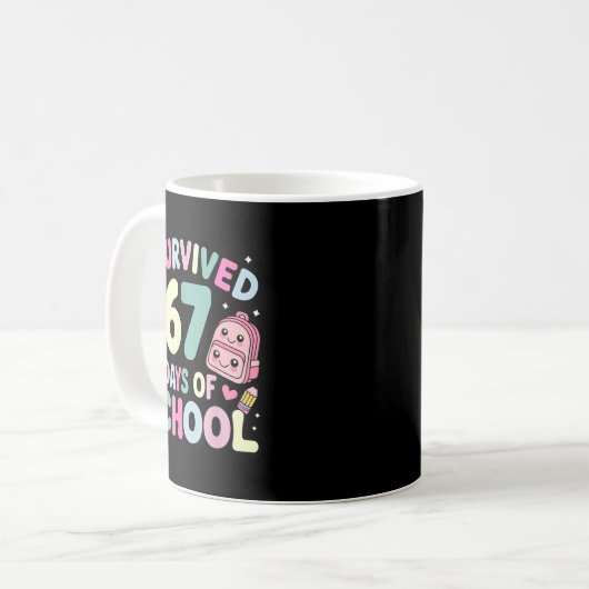 I Survived 67 Days Of School Funny Student Style  Kaffeetasse (Vorderseite Links)