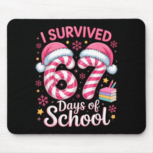 I Survived 67 Days Of School Funny Student Winter Mousepad (Vorne)