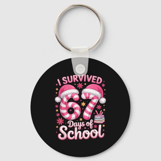 I Survived 67 Days Of School - Funny Teachers Stud Schlüsselanhänger (Vorderseite)