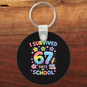 I Survived 67 Days Of School - Funny Teachers Stud Schlüsselanhänger (Vorderseite)