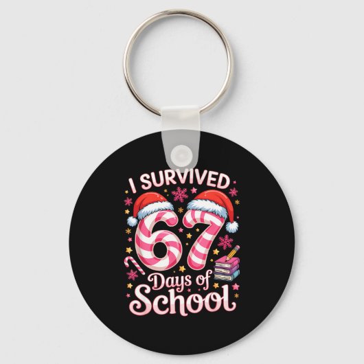 I Survived 67 Days Of School - Funny Teachers Stud Schlüsselanhänger (Vorderseite)
