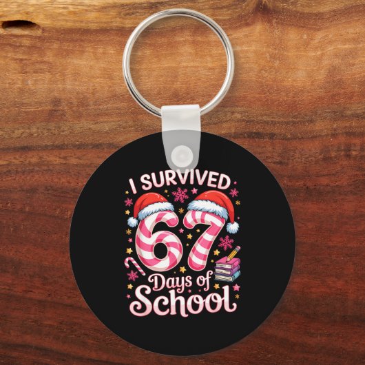 I Survived 67 Days Of School - Funny Teachers Stud Schlüsselanhänger (Vorderseite)