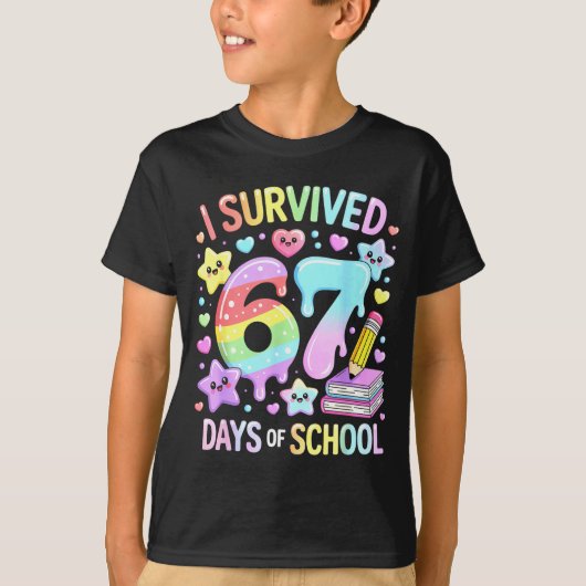 I Survived 67 Days Of School - Funny Teachers Stud T-Shirt (Vorderseite)