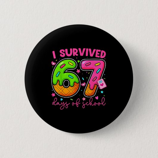 I Survived 67 Days Of School Ice Cream Drip Boy Gi Button (Vorderseite)