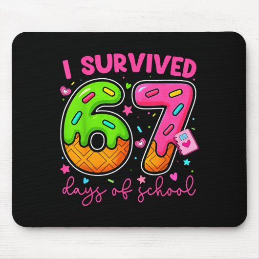 I Survived 67 Days Of School Ice Cream Drip Boy Gi Mousepad (Vorne)