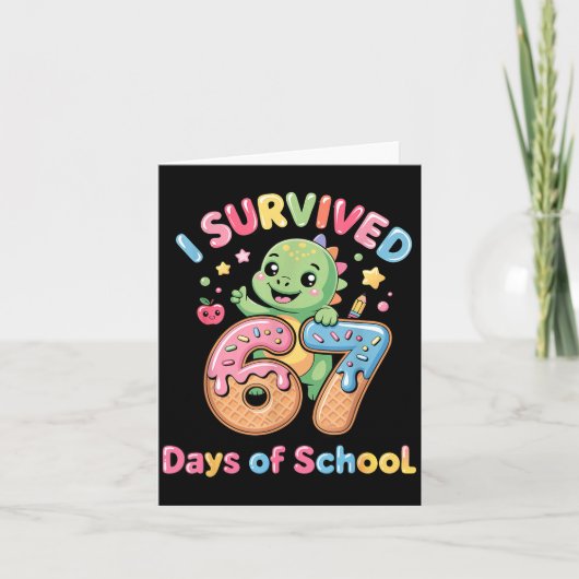 I Survived 67 Days Of School Ice Cream Drip Dino R Karte (Vorderseite)