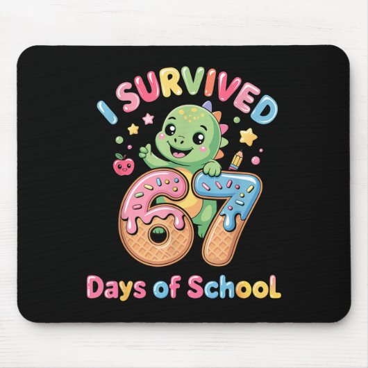 I Survived 67 Days Of School Ice Cream Drip Dino R Mousepad (Vorne)