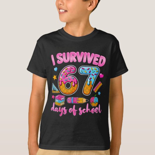 I Survived 67 Days Of School Ice Cream Drip Teache T-Shirt (Vorderseite)