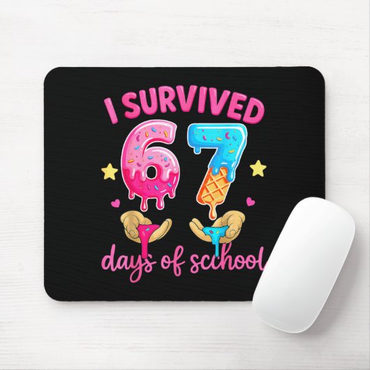 I Survived 67 Days Of School Ice Cream Six Seven M Mousepad (Mit Mouse)