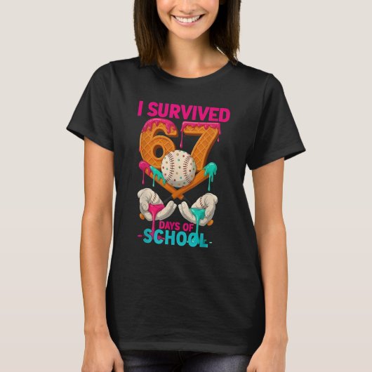 I Survived 67 Days of School Ice Cream Six Seven M T-Shirt (Vorderseite)