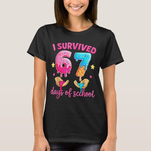 I Survived 67 Days Of School Ice Cream Six Seven M T-Shirt (Vorderseite)
