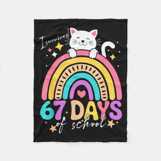 I Survived 67 Days Of School Kids Kitten Cat Cool Fleecedecke (Vorderseite)