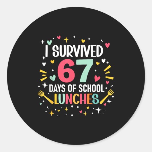 I Survived 67 Days Of School Lunches Cafeteria Lun Runder Aufkleber (Vorderseite)