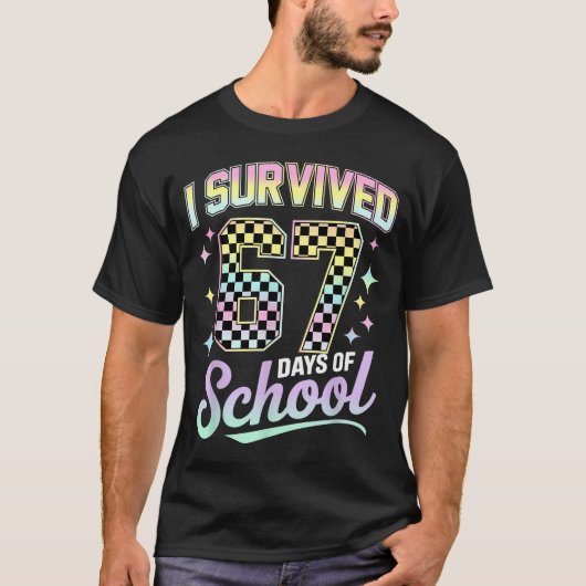 I Survived 67 Days Of School Meme Funny Student Te T-Shirt (Vorderseite)
