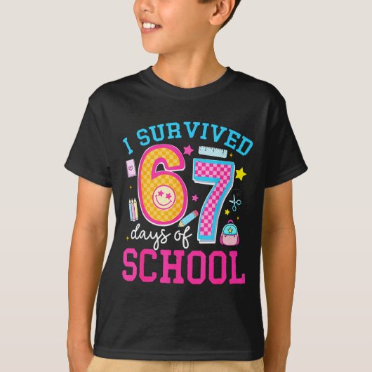 I Survived 67 Days Of School Meme Six Seven Teache T-Shirt (Vorderseite)