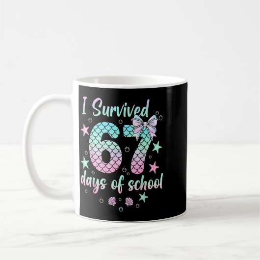 I Survived 67 Days Of School Mermaid Coquette Bow Kaffeetasse (Links)