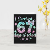 I Survived 67 Days Of School Mermaid Coquette Bow Karte (Gelbe Blume)