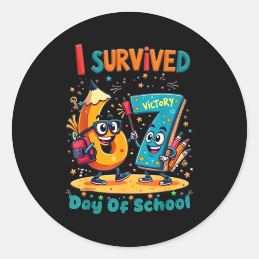 I Survived 67 Days Of School New Year Celebration  Runder Aufkleber (Vorderseite)