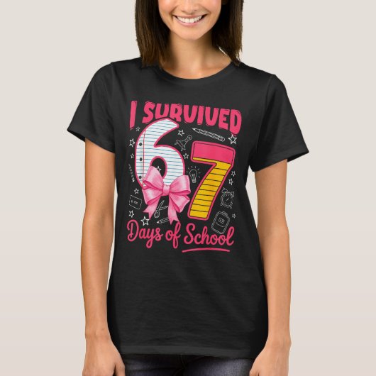 I Survived 67 Days Of School Nk Bow Girls Kids  T-Shirt (Vorderseite)