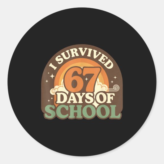 I Survived 67 Days Of School Retro Meme Teachers S Runder Aufkleber (Vorderseite)