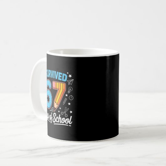 I Survived 67 Days Of School Shirts Student 6 7 Me Kaffeetasse (Vorderseite Links)