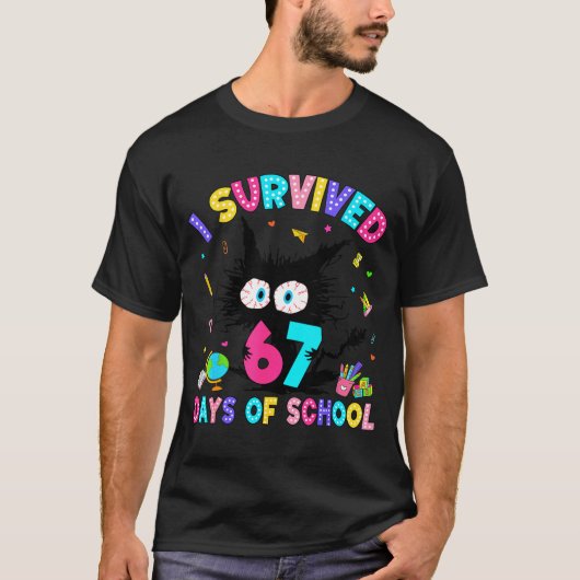 I Survived 67 Days Of School Six Seven Meme Slang T-Shirt (Vorderseite)