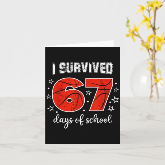 I Survived 67 Days Of School Six Seven Meme Studen Karte (Gelbe Blume)