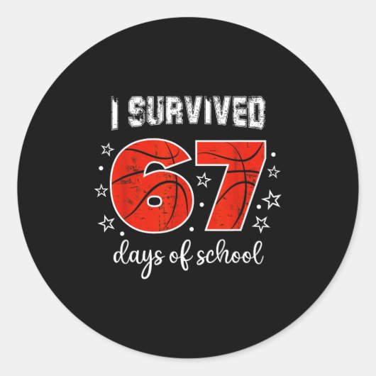 I Survived 67 Days Of School Six Seven Meme Studen Runder Aufkleber (Vorderseite)
