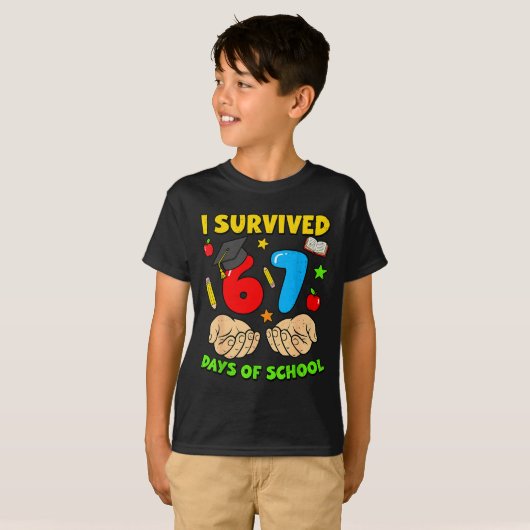 I Survived 67 Days Of School Six Seven Meme Studen T-Shirt (Vorne ganz)