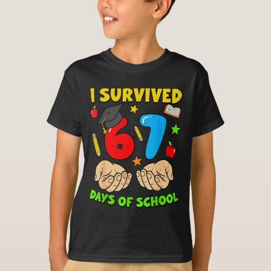 I Survived 67 Days Of School Six Seven Meme Studen T-Shirt (Vorderseite)