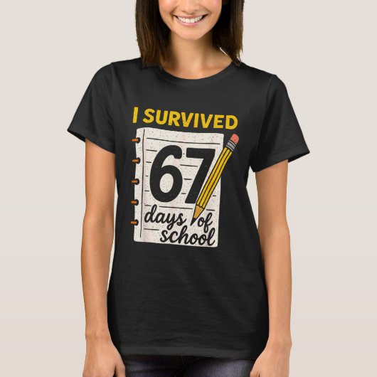 I Survived 67 Days Of School Six Seven Meme Studen T-Shirt (Vorderseite)