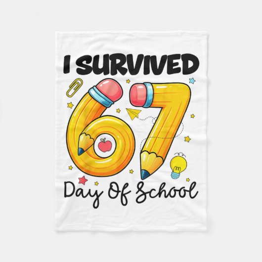 I Survived 67 Days Of School Six Seven Meme Teache Fleecedecke (Vorderseite)