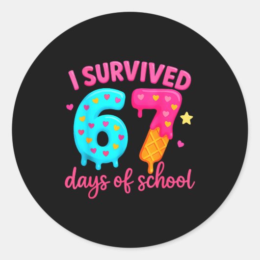 I Survived 67 Days Of School Six Seven Meme Teache Runder Aufkleber (Vorderseite)