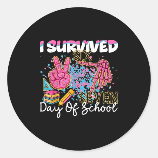 I Survived 67 Days Of School Six Seven Meme Teache Runder Aufkleber (Vorderseite)