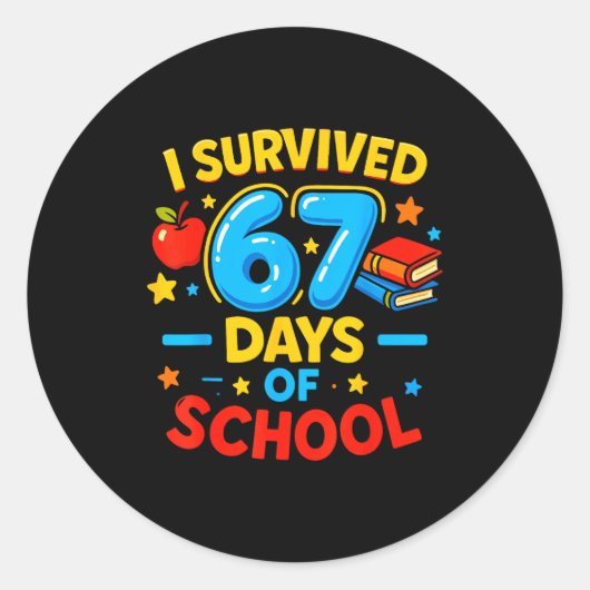 I Survived 67 Days Of School Six Seven Meme Teache Runder Aufkleber (Vorderseite)
