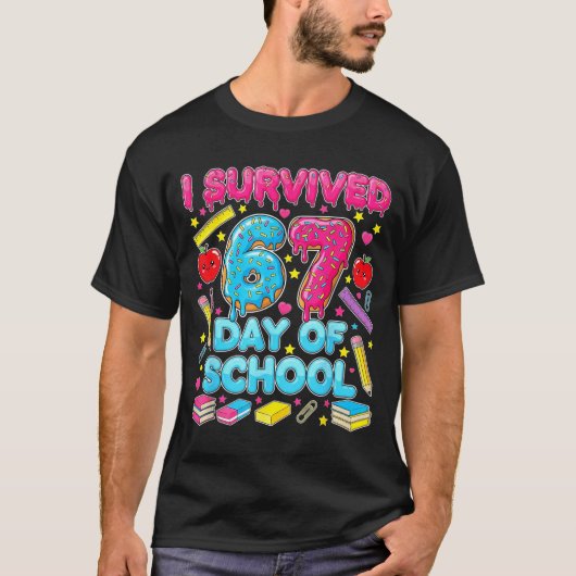 I Survived 67 Days Of School Six Seven Meme Teache T-Shirt (Vorderseite)