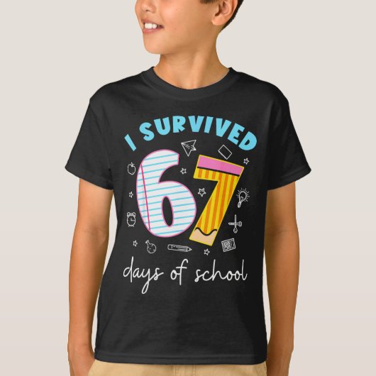 I Survived 67 Days Of School Six Seven Meme Teache T-Shirt (Vorderseite)