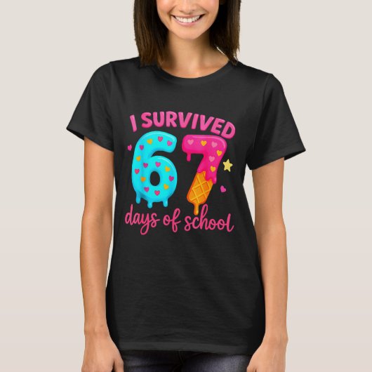 I Survived 67 Days Of School Six Seven Meme Teache T-Shirt (Vorderseite)