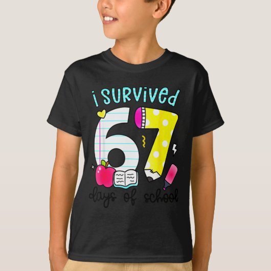 I Survived 67 Days Of School Six Seven Meme Teache T-Shirt (Vorderseite)