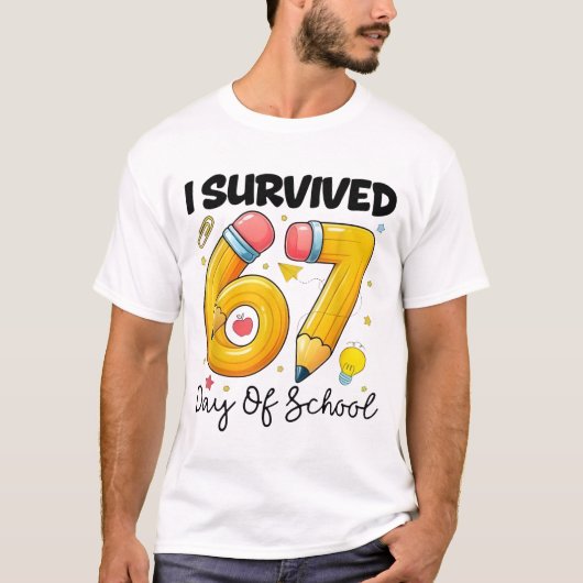 I Survived 67 Days of School Six Seven Meme Teache T-Shirt (Vorderseite)