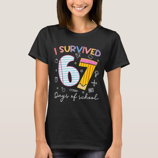 I Survived 67 Days Of School Six Seven Meme Teache T-Shirt (Vorderseite)