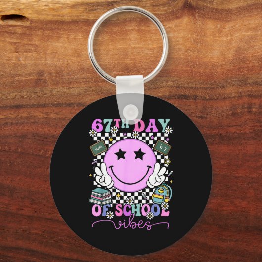 I Survived 67 Days Of School Smile Face Six Seven  Schlüsselanhänger (Vorderseite)