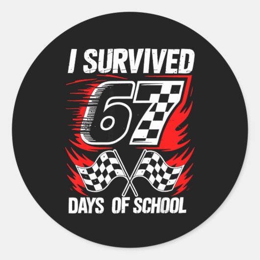 I Survived 67 Days Of School Students Teachers 100 Runder Aufkleber (Vorderseite)